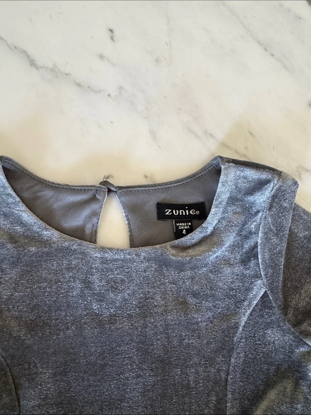 Zunie Gray Velvet Bodice Dress with Gold & Silver Star Tulle